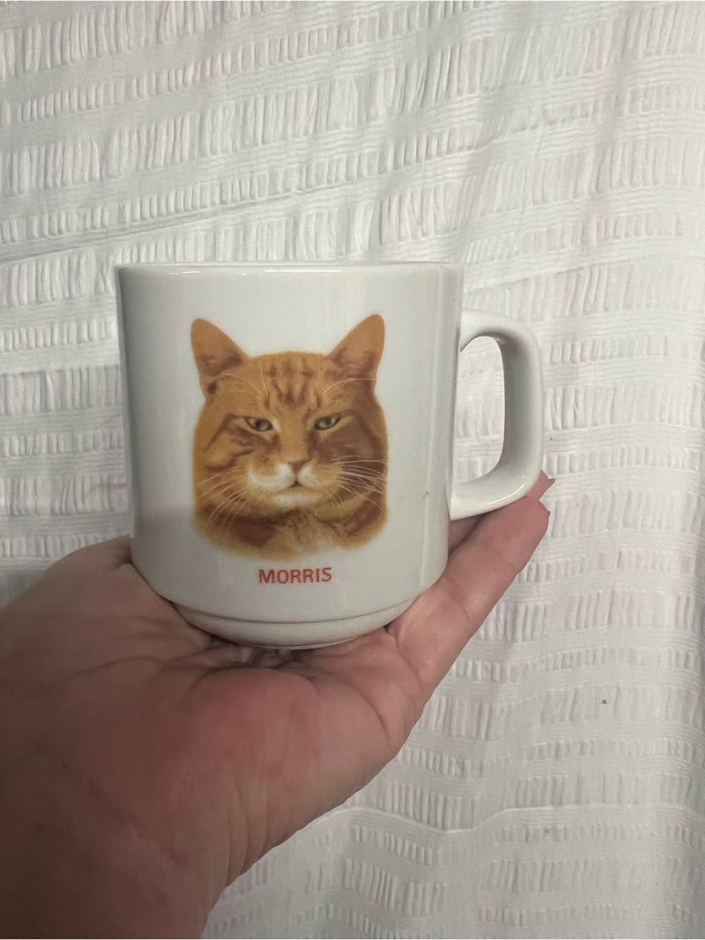 Vintage MORRIS Orange Tabby Cat Ceramic Mug - Charming Cat Design